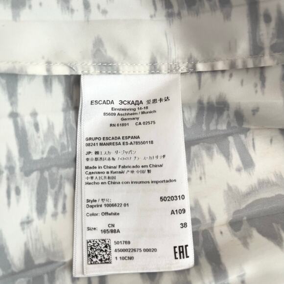 Escada Sport Black White Mixed Media Pleated Abstract Short Sleeve Dress Size 38 - Picture 10 of 13